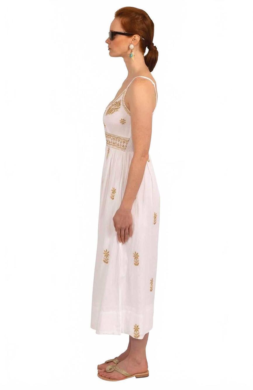 NEW GRETCHEN SCOTT fiesta time embroidered maxi dress in white and gold - Picture 3 of 6